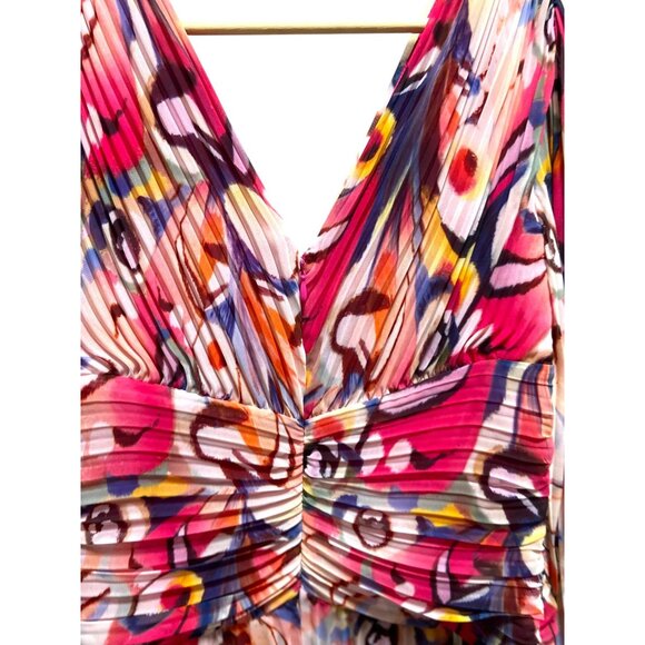 Marciano Wonderland Maxi Dress Pink Size 6 Chiffon Glam Beach Vacation Bohemian - Picture 11 of 16